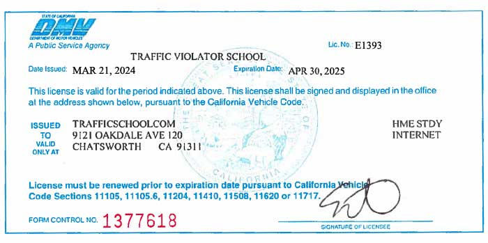 ... Traffic School and Online Traffic School Licensed by the California