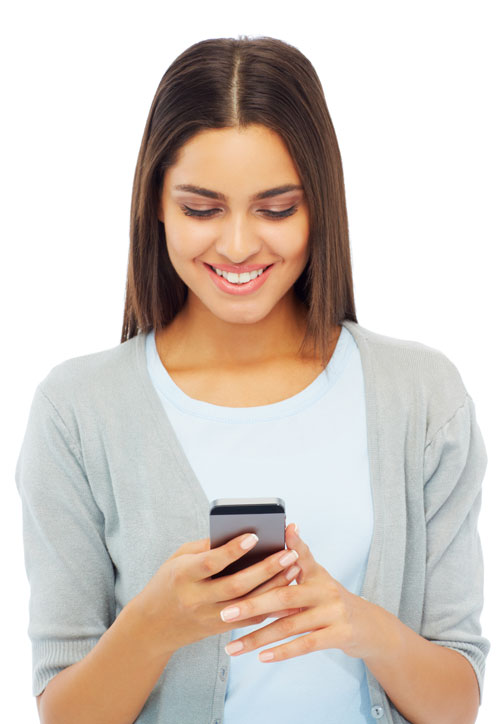 Woman using Traffic School on iPhone